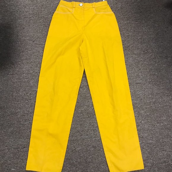 Courreges vintage yellow cotton pants suit France 36 pants Jacket 42 bust - Picture 8 of 15